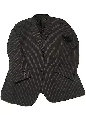 KS SIGNATURE Big & Tall Gray Pinstripe Easy Movement Blazer Jacket Size 48 Tall • $41.99