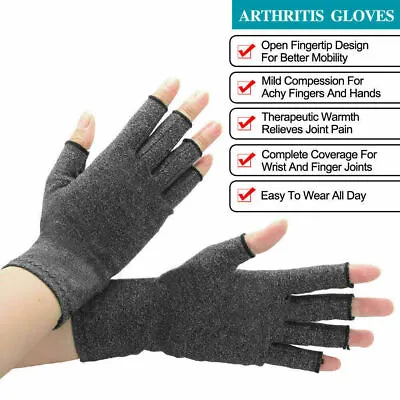 Anti Arthritis Fingerless Support Rheumatoid Hand Pain Relief Compression Gloves • £3.42