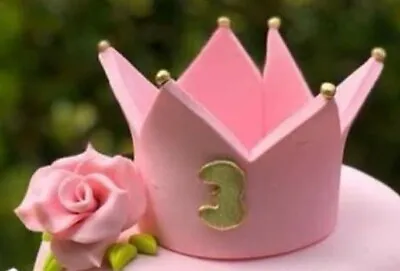 Edible Crown And Rose Cake Topper Birthday Fondant • £11.50