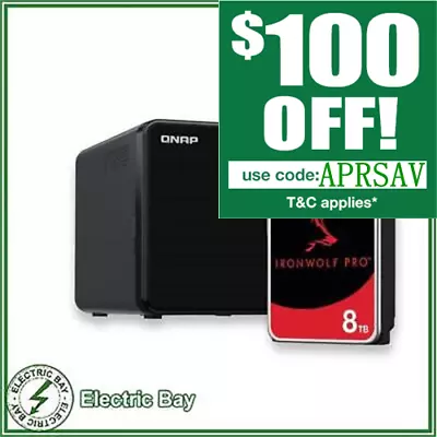 Bundle -- Qnap TS-464 8GB RAM 4 Bay Diskless NAS & Seagate IronWolf Pro 8TB HDD • $1299