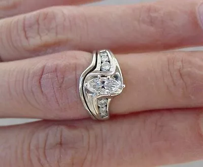 935 Silver Lab-Created 2.40CT Marquise Cut Diamond Wedding Women's Bridal Set • $119.99