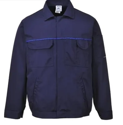 Mens Portwest Work Jacket Classic Studded Front Lightweight Multi Pocket Coat • £12.56