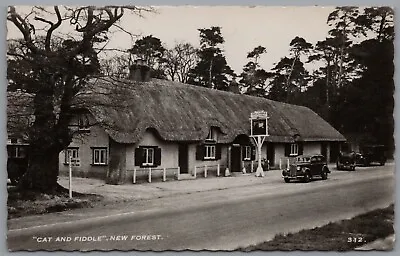 New Forest Pub Hampshire  Cat & Fiddle  Real Photo Postmark 1963 RPPC Postcard • £15