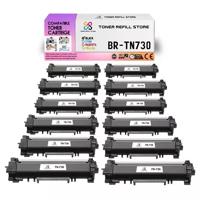 12Pk TRS TN730 Black Compatible For Brother HLL2350DW L2370DW Toner Cartridge • $260.99
