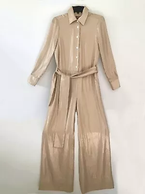 $171 • Buy STAUD Joni Gold Sequin Wide Leg Jumpsuit XS NWT Reg $ 545