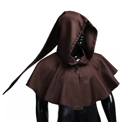 Medieval Men Hooded Cowl Hat With Tail Necklace Halloween Cosplay Monk Costume • $16.99