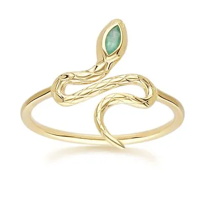 ECFEW™ Emerald Winding Snake Ring In 9ct Yellow Gold • £140