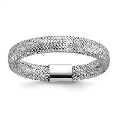 14K White Gold Womens Mesh Ring Stretch Made In Italy 3.5mm  • $77.95