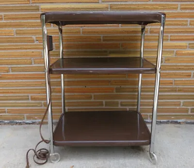 Vintage Rolling Brown Kitchen Metal Utility Cart Cosco Clean • $160