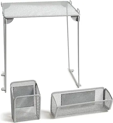 Gray Mesh Locker Organization Kit Includes Magnetic Cup Folding Shelf And Bin • £35.75
