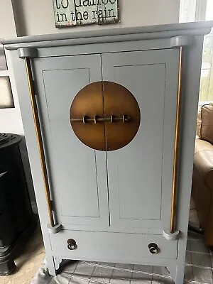 Chinese Style Wedding Cabinet In Grey Lacquered Finish • £150