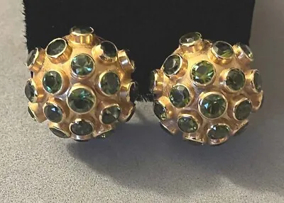 Rare Authentic H. STERN Sputnik 18K Green Peridot Dome Post Clip Earrings Mint • $3000