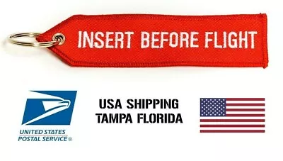 INSERT BEFORE FLIGHT Double Sided Embroider Red Keychain Ripcord USAF 1PC  • $8.95