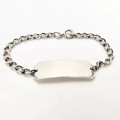 Sterling Silver Medical Alert ID Engraveable Child Adult Bracelet 7in Vintage • $59