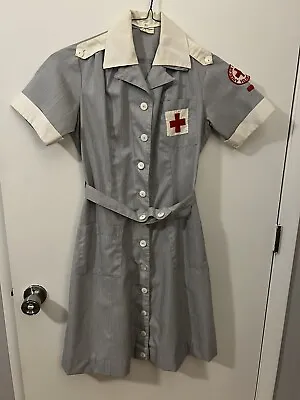 American Red Cross Volunteer Nurse Uniform Dress W/Patches Vintage 1940s/1950s • $80