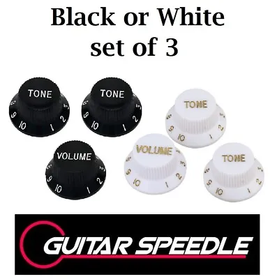 $5.98 • Buy Guitar Volume Tone Control Knobs Stratocaster Black White Strat Set Of 3