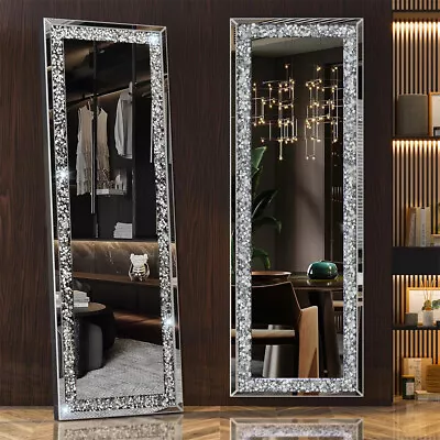Extral Large Elegant Diamond Wall Mirror Crushed Crystal Long Full Length Mirror • $156.98