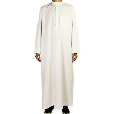 Hijaz White Loose Fit Long Sleeve Men's Formal Thobe Cotton Arab Robe - 62 • $31.99