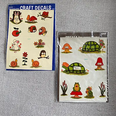 Vintage Meyercord Decals Lot Of 2 Kitschy Mushrooms Turtle Frogs Owl Bees Mouse • $12.99