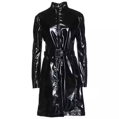 Women Black Slicker PVC Vinyl Rain Long Coat Raincoat Waterproof Gothic Patent • $82.49