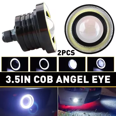 3.5  Car LED Fog Light Projector Driving Lamp COB Angel Eye Halo Ring DRL White • $18.99