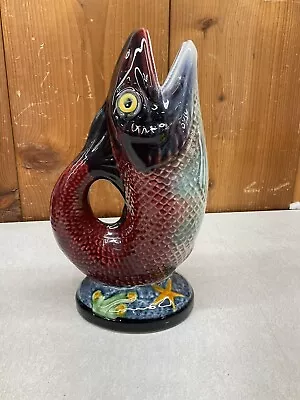 Vintage Antique ? Majolica Gurgling Fish Pitcher Gurgle Jug Pot Vase Pitcher • $95