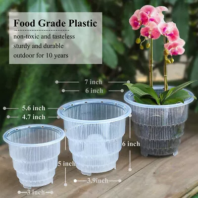 $13.69 • Buy Clear Plastic Orchid Pots Succulent Flower Pot With Holes Breathable Home Garden