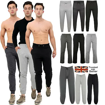 Fleece Joggers For Men Jogging Tracksuit Bottoms Grey Black Fleece Trousers Sale • £9.94