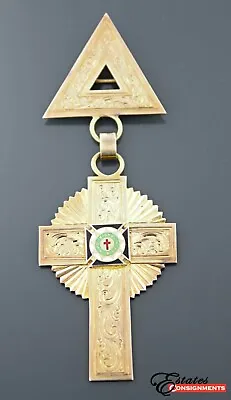 $1255.50 • Buy Vintage 1934 14k Yellow Gold IN HOC SIGNO VINCES Cross, Medal, Pin