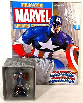 Eaglemoss Classic MARVEL Figurine Collection Magazine#9 CAPTAIN AMERICA Figure • $24.95