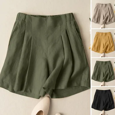 ZANZEA Womens Loose Solid Chino Pants Elastic Waist Workwear Summer Shorts PLUS • $24.40