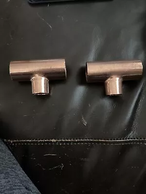 Quantity Of 2 Copper Sweat Fittings 1” X 1” X 3/4” Tee • $14