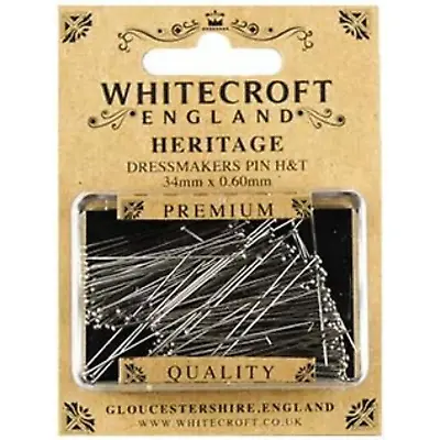Whitecroft Heritage Dressmaking Pins H&T - 34mm X 0.60mm - Steel Fabric Crafts • £4.95