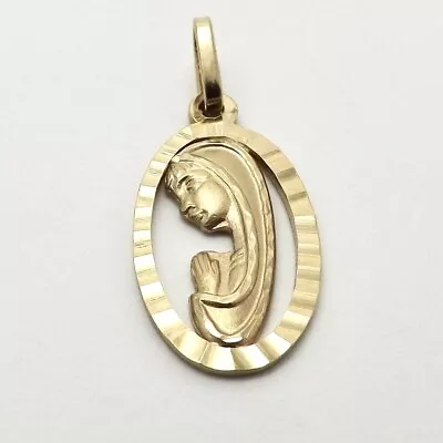 14K Gold Praying Mother Mary Madonna Oval Charm Pendant New • $189.05