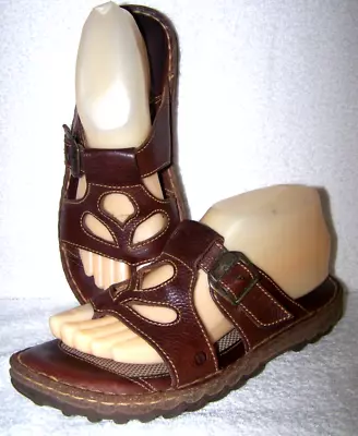 Born Sandals Judith Brown Slip On Comfort Padded Leather Womens Size 8 / 39 • $16.99