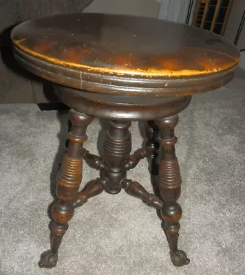 $89.99 • Buy Victorian Antique Piano Organ Stool With Glass Ball Eagle Claw Feet Decor