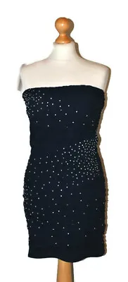 £14 • Buy Topshop Rhinestone Embellished Evening And Party Navy Bodycon Dress Size Uk 14