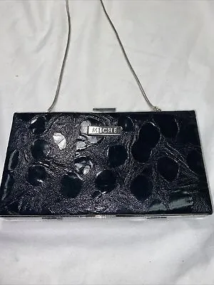 MICHE Black Hard Shell Clutch Wallet Organizer Evening Bag Handbag .Excellent!! • $22