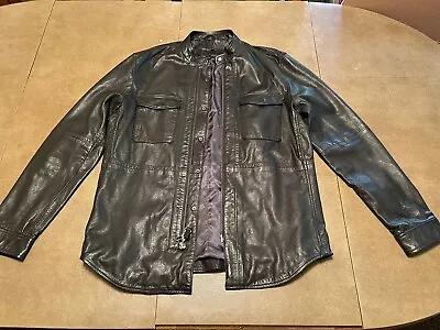 John Varvatos Black Lamb Skin  Full Zipper Leather Motorcycle Jacket • $449.99