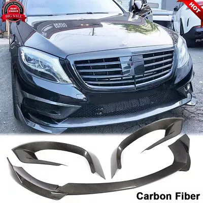 Real Carbon Front Bumper Lip Fog Air Vent Cover For Benz W222 S400 S550 S600 14+ • $874.94