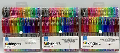 3PK KingArt Gel Pens ~ 30 CT EA ~ Glitter & Glitter Neon Colors ~ FAST SHIP ~NEW • $36.95