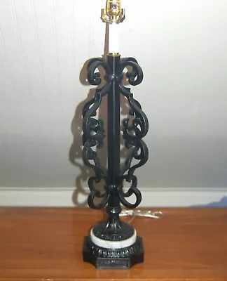 CAST IRON LAMP One Marble Black Mediterranean Spanish Baroque Brass • $70