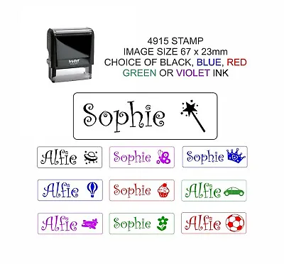 Personalised Children Kids Name Self Inking Rubber Stamp Novelty Birthday Gift • £15.95