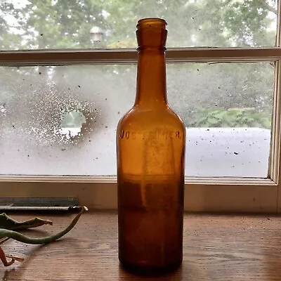 Prohibition Era Medicinal Whiskey Bottle Jos Triner Chicago IL Amber Odd Top • $12.99