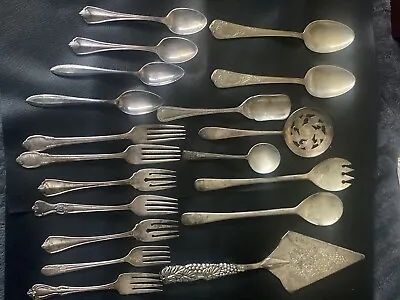 Lot Of  19 Vintage Silver Plate Cutlery Silverware Flatware Mixed Brands • $15