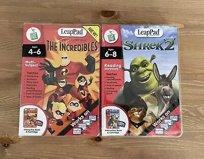 LEAPFROG LEAPPAD Book & Cartridge THE INCREDIBLES &  SHREK 2 ~ 4-6 & 6-8 Years • £10.99