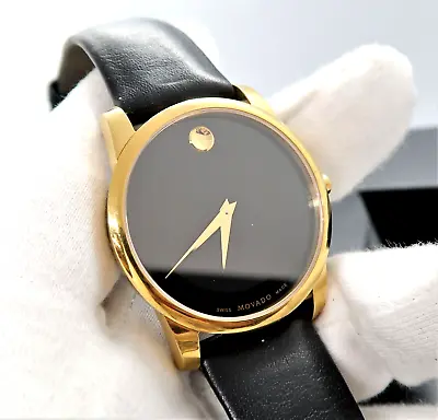 MOVADO Museum 40mmM 07.1.36.1262 Gold Plate Sapphire MENS W/BOX WATCHR17-28 • $195.99