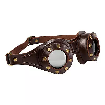Steampunk Goggles Adjustable PU Leather Vintage Steampunk Goggles Goth Cosplay • $23.45