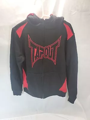Tapout Long Sleeve Full Zip Fleece Hoodie Black Embroidered Pockets Men Size M • $35
