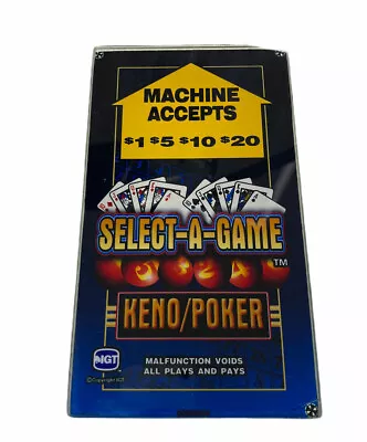 Vintage IGT Video Poker Keno Machine Replacement Glass Sign Parts Select A Game • $20.64